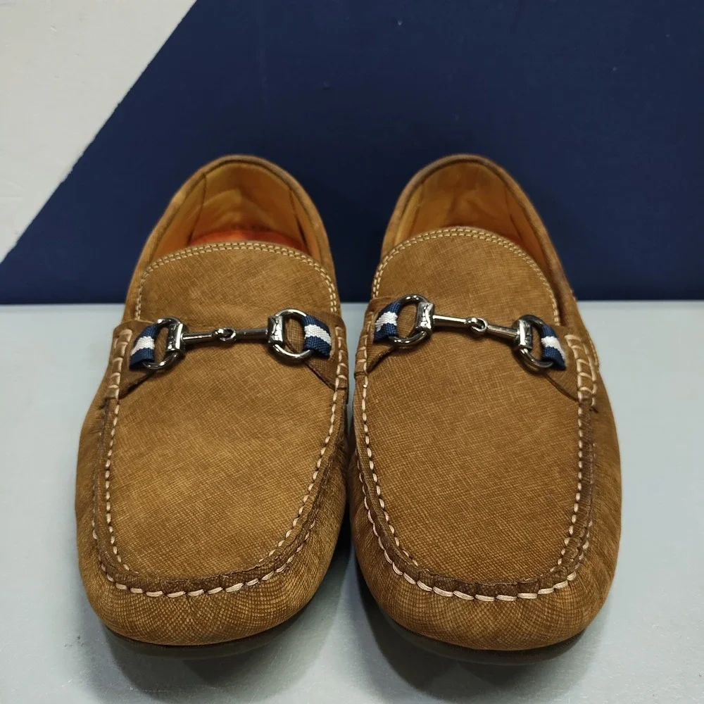 Martin Dingman Bermuda Horse Bit Loafers Mens US 8.5M Brown Moc Toe 530734M EUC